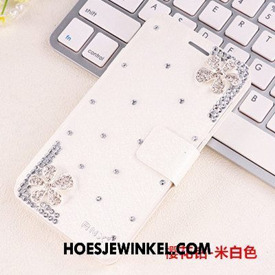 Xiaomi Mi A2 Hoesje Met Strass Trend Leren Etui, Xiaomi Mi A2 Hoesje Mobiele Telefoon Bescherming Beige