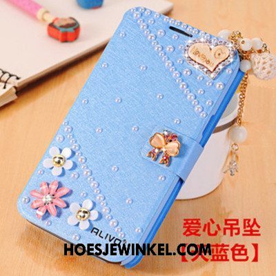 Xiaomi Mi A2 Hoesje Met Strass Trend Leren Etui, Xiaomi Mi A2 Hoesje Mobiele Telefoon Bescherming Beige