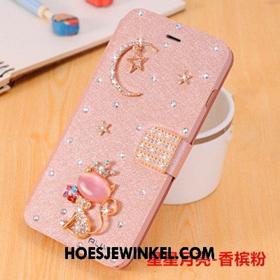 Xiaomi Mi A2 Hoesje Met Strass Trend Leren Etui, Xiaomi Mi A2 Hoesje Mobiele Telefoon Bescherming Beige