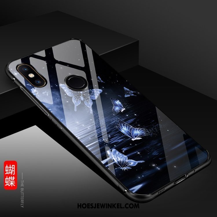 Xiaomi Mi A2 Hoesje Mobiele Telefoon Glas Nieuw, Xiaomi Mi A2 Hoesje Trend Donkerblauw Beige