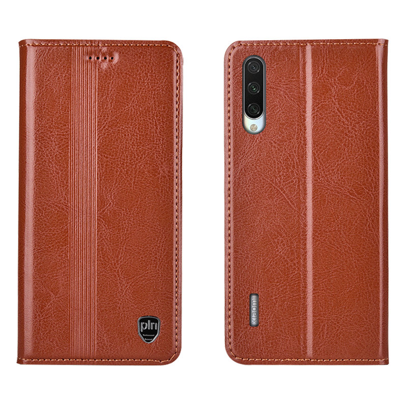 Xiaomi Mi A3 Hoesje Folio All Inclusive Anti-fall, Xiaomi Mi A3 Hoesje Rood Leren Etui Beige