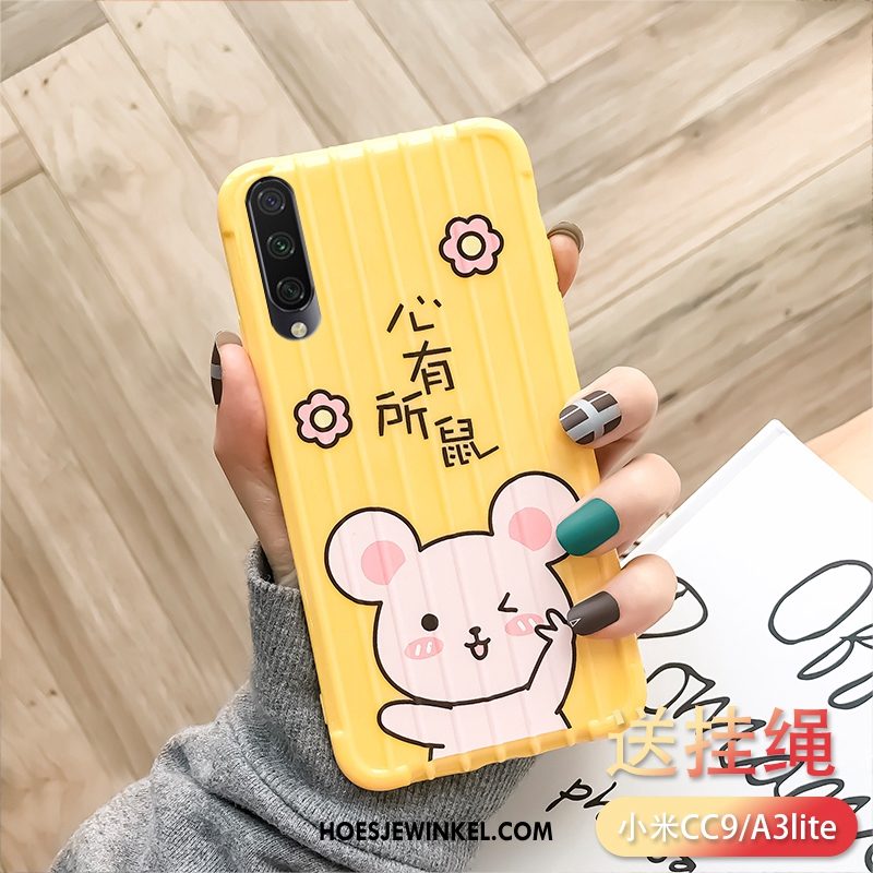 Xiaomi Mi A3 Hoesje Geel Mini Bescherming, Xiaomi Mi A3 Hoesje Hanger Siliconen Beige