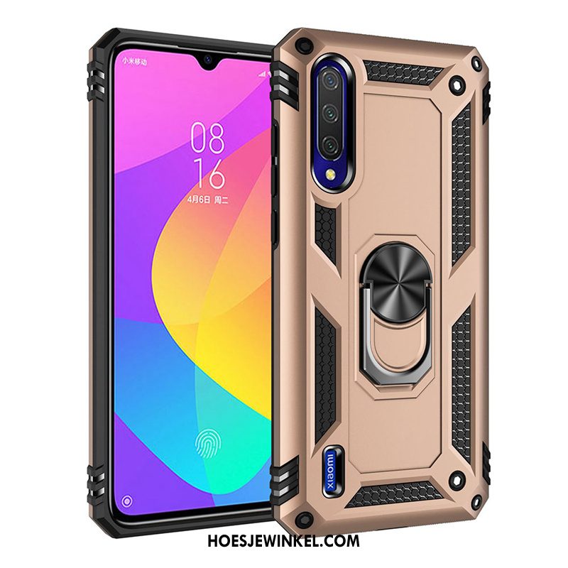 Xiaomi Mi A3 Hoesje Magnetisch Decompressie Hoes, Xiaomi Mi A3 Hoesje Ring Bescherming Beige