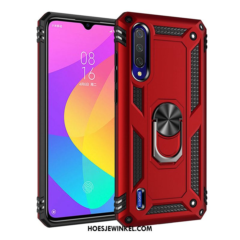 Xiaomi Mi A3 Hoesje Magnetisch Decompressie Hoes, Xiaomi Mi A3 Hoesje Ring Bescherming Beige