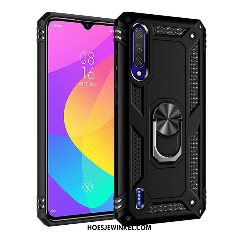 Xiaomi Mi A3 Hoesje Magnetisch Decompressie Hoes, Xiaomi Mi A3 Hoesje Ring Bescherming Beige