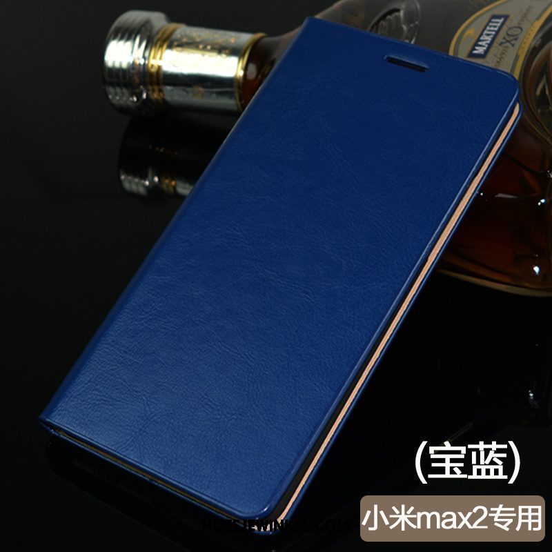 Xiaomi Mi Max 2 Hoesje Bescherming Donkerblauw Leren Etui, Xiaomi Mi Max 2 Hoesje All Inclusive Anti-fall Beige