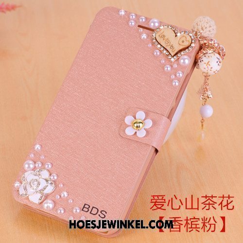 Xiaomi Mi Max 2 Hoesje Bescherming Leren Etui Folio, Xiaomi Mi Max 2 Hoesje Met Strass Anti-fall Beige