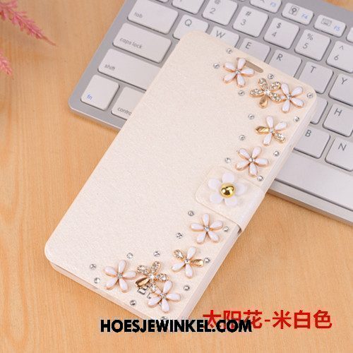 Xiaomi Mi Max 2 Hoesje Bescherming Leren Etui Folio, Xiaomi Mi Max 2 Hoesje Met Strass Anti-fall Beige