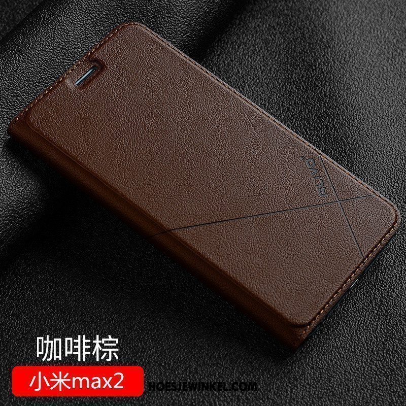 Xiaomi Mi Max 2 Hoesje Hoes Anti-fall Mobiele Telefoon, Xiaomi Mi Max 2 Hoesje Mini Leren Etui Beige