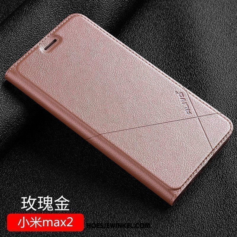 Xiaomi Mi Max 2 Hoesje Hoes Anti-fall Mobiele Telefoon, Xiaomi Mi Max 2 Hoesje Mini Leren Etui Beige