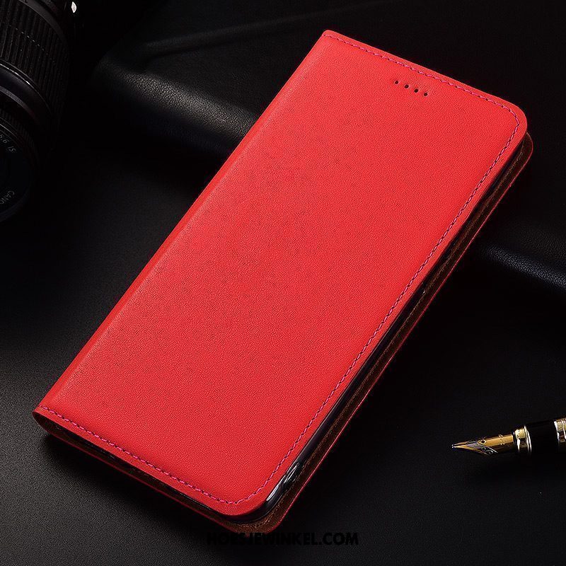 Xiaomi Mi Max 2 Hoesje Hoes Folio Zacht, Xiaomi Mi Max 2 Hoesje Rood Echt Leer Beige