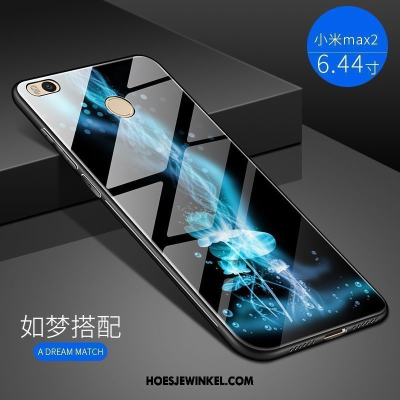 Xiaomi Mi Max 2 Hoesje Scheppend Blauw Spiegel, Xiaomi Mi Max 2 Hoesje Anti-fall Glas Beige