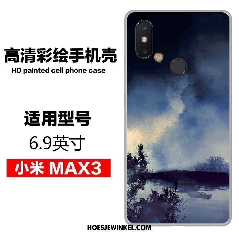 Xiaomi Mi Max 3 Hoesje Blauw Wind Kunst, Xiaomi Mi Max 3 Hoesje Scheppend Persoonlijk Beige