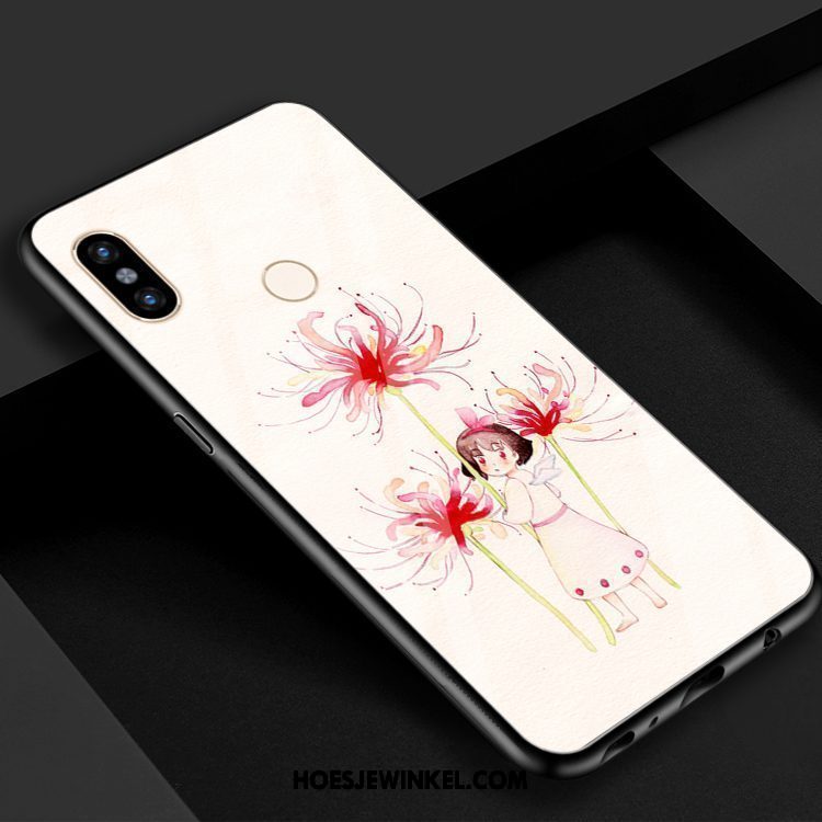 Xiaomi Mi Max 3 Hoesje Bloemen Wit Bescherming, Xiaomi Mi Max 3 Hoesje Scheppend Mini Beige