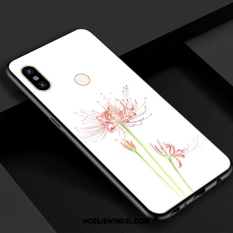 Xiaomi Mi Max 3 Hoesje Bloemen Wit Bescherming, Xiaomi Mi Max 3 Hoesje Scheppend Mini Beige