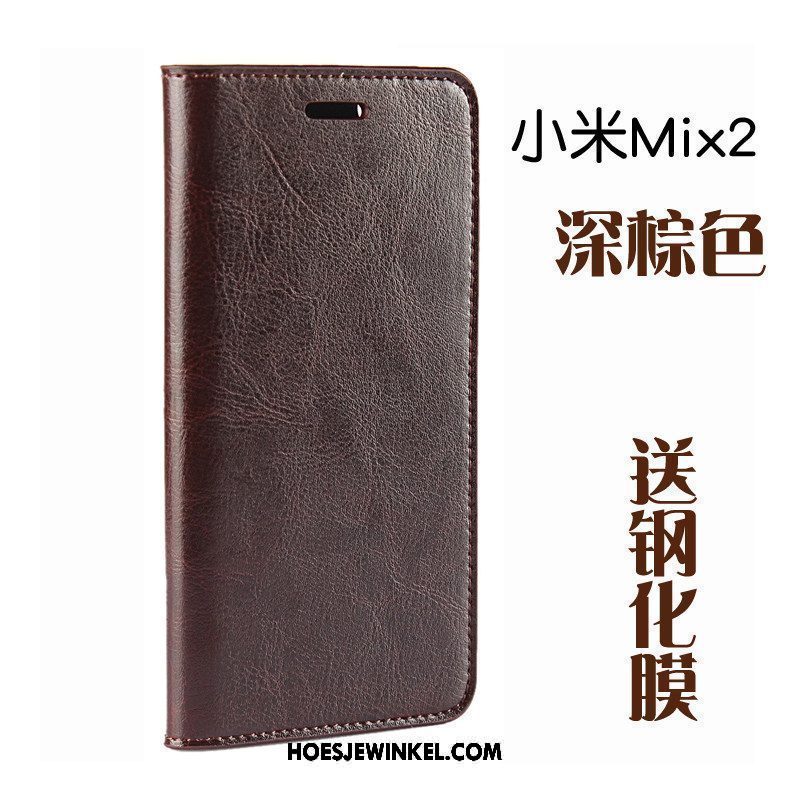 Xiaomi Mi Mix 2 Hoesje All Inclusive Bescherming Folio, Xiaomi Mi Mix 2 Hoesje Mobiele Telefoon Echt Leer Braun Beige