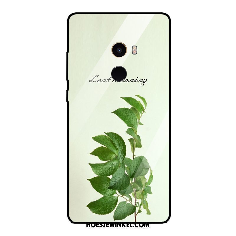 Xiaomi Mi Mix 2 Hoesje Mobiele Telefoon Bloemen Plant, Xiaomi Mi Mix 2 Hoesje Mini Gehard Glas Beige