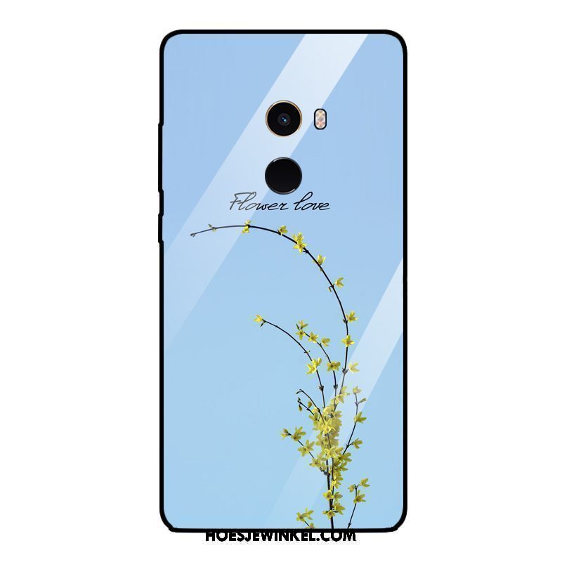 Xiaomi Mi Mix 2 Hoesje Mobiele Telefoon Bloemen Plant, Xiaomi Mi Mix 2 Hoesje Mini Gehard Glas Beige