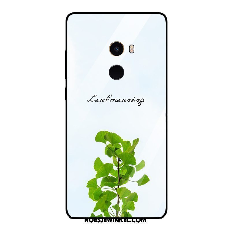 Xiaomi Mi Mix 2 Hoesje Mobiele Telefoon Bloemen Plant, Xiaomi Mi Mix 2 Hoesje Mini Gehard Glas Beige