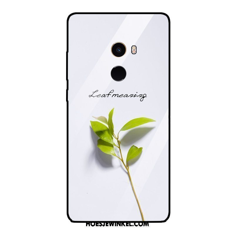 Xiaomi Mi Mix 2 Hoesje Mobiele Telefoon Bloemen Plant, Xiaomi Mi Mix 2 Hoesje Mini Gehard Glas Beige