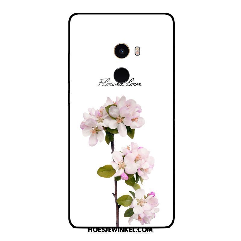 Xiaomi Mi Mix 2 Hoesje Mobiele Telefoon Bloemen Plant, Xiaomi Mi Mix 2 Hoesje Mini Gehard Glas Beige