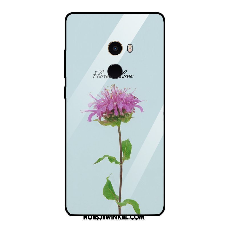 Xiaomi Mi Mix 2 Hoesje Mobiele Telefoon Bloemen Plant, Xiaomi Mi Mix 2 Hoesje Mini Gehard Glas Beige