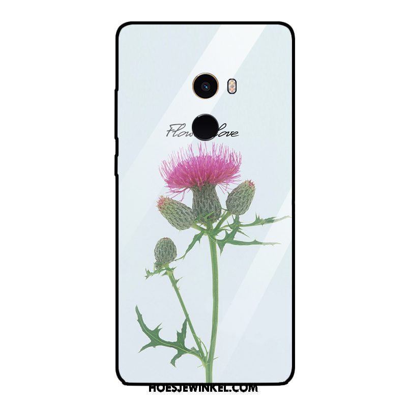 Xiaomi Mi Mix 2 Hoesje Mobiele Telefoon Bloemen Plant, Xiaomi Mi Mix 2 Hoesje Mini Gehard Glas Beige