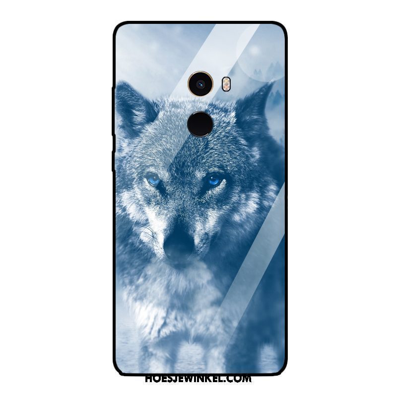 Xiaomi Mi Mix 2 Hoesje Mobiele Telefoon Wolf Anti-fall, Xiaomi Mi Mix 2 Hoesje Gehard Glas Dierlijk Beige