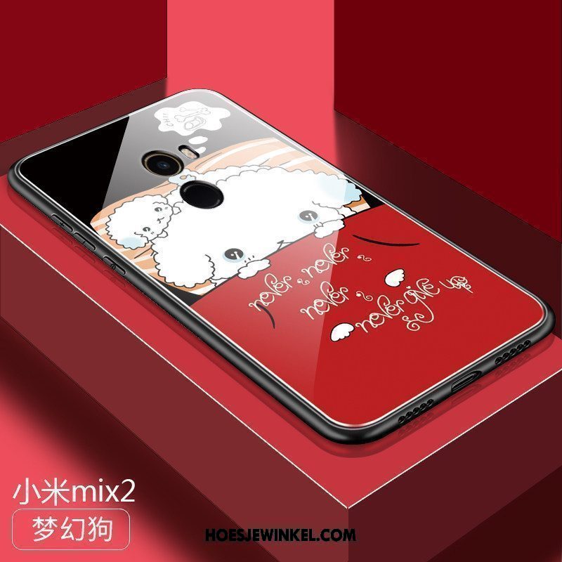 Xiaomi Mi Mix 2 Hoesje Net Red Mini Spotprent, Xiaomi Mi Mix 2 Hoesje Glas Hoes Beige