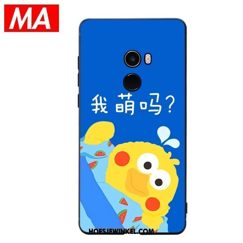 Xiaomi Mi Mix 2 Hoesje Spotprent Mini Lovers, Xiaomi Mi Mix 2 Hoesje Siliconen Blauw Beige