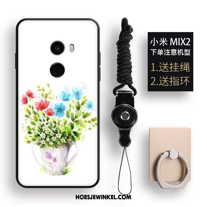 Xiaomi Mi Mix 2 Hoesje Wit Mobiele Telefoon Anti-fall, Xiaomi Mi Mix 2 Hoesje Bloemen Spotprent Beige