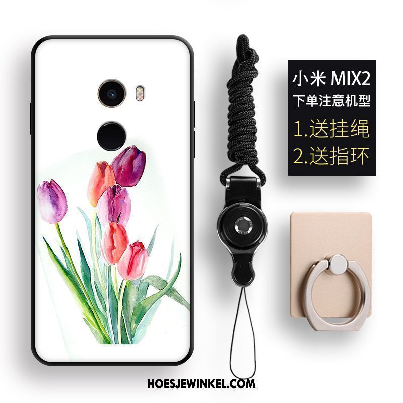 Xiaomi Mi Mix 2 Hoesje Wit Mobiele Telefoon Anti-fall, Xiaomi Mi Mix 2 Hoesje Bloemen Spotprent Beige