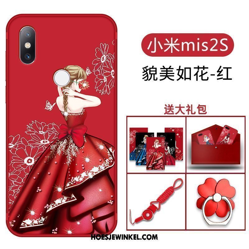 Xiaomi Mi Mix 2s Hoesje Bescherming Persoonlijk Anti-fall, Xiaomi Mi Mix 2s Hoesje All Inclusive Rood Beige