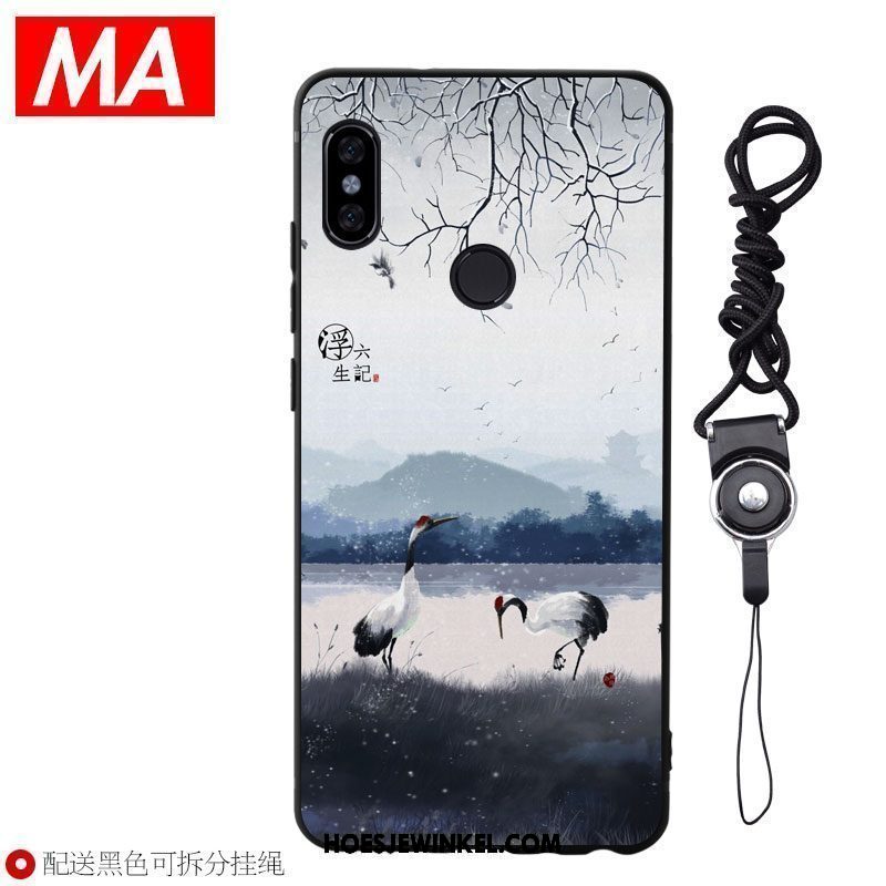 Xiaomi Mi Mix 2s Hoesje Chinese Stijl Kunst Mobiele Telefoon, Xiaomi Mi Mix 2s Hoesje Blauw Mooi Beige