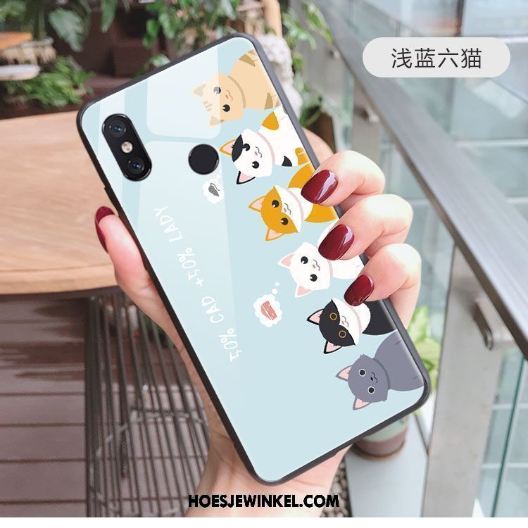 Xiaomi Mi Mix 2s Hoesje Glas Spotprent Hoes, Xiaomi Mi Mix 2s Hoesje Mooie Mobiele Telefoon Beige