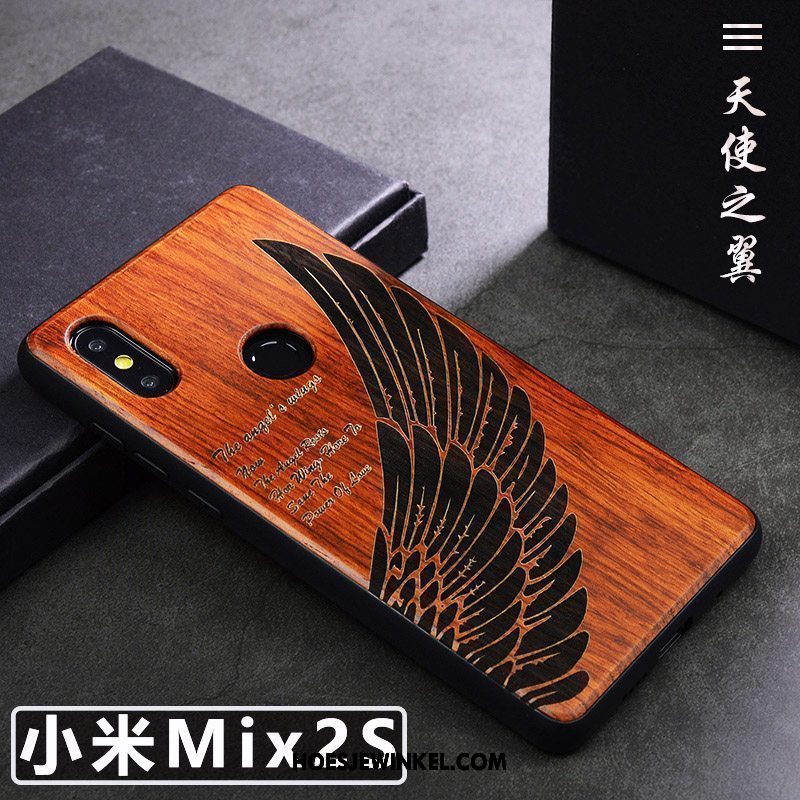 Xiaomi Mi Mix 2s Hoesje Kunst Trend Massief Hout, Xiaomi Mi Mix 2s Hoesje Eenvoudige Anti-fall Braun Beige