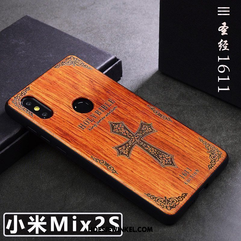 Xiaomi Mi Mix 2s Hoesje Kunst Trend Massief Hout, Xiaomi Mi Mix 2s Hoesje Eenvoudige Anti-fall Braun Beige