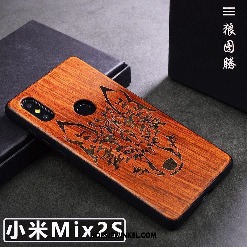 Xiaomi Mi Mix 2s Hoesje Kunst Trend Massief Hout, Xiaomi Mi Mix 2s Hoesje Eenvoudige Anti-fall Braun Beige