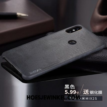 Xiaomi Mi Mix 2s Hoesje Luxe Leren Etui Mobiele Telefoon, Xiaomi Mi Mix 2s Hoesje Bescherming Anti-fall Braun Beige