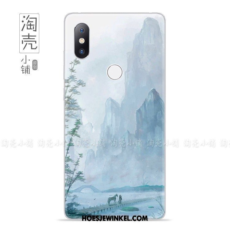 Xiaomi Mi Mix 2s Hoesje Scheppend Blauw Dun, Xiaomi Mi Mix 2s Hoesje Landschap Hoge Beige