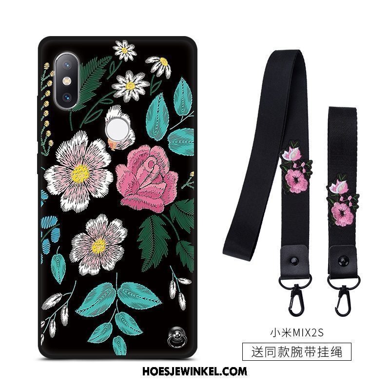 Xiaomi Mi Mix 2s Hoesje Vintage Hoes Zacht, Xiaomi Mi Mix 2s Hoesje Bloemen Anti-fall Beige