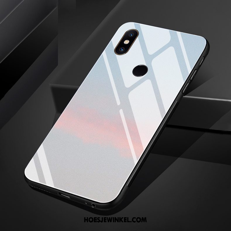 Xiaomi Mi Mix 3 Hoesje Glas Mobiele Telefoon Licht, Xiaomi Mi Mix 3 Hoesje Helder Donkerblauw Beige