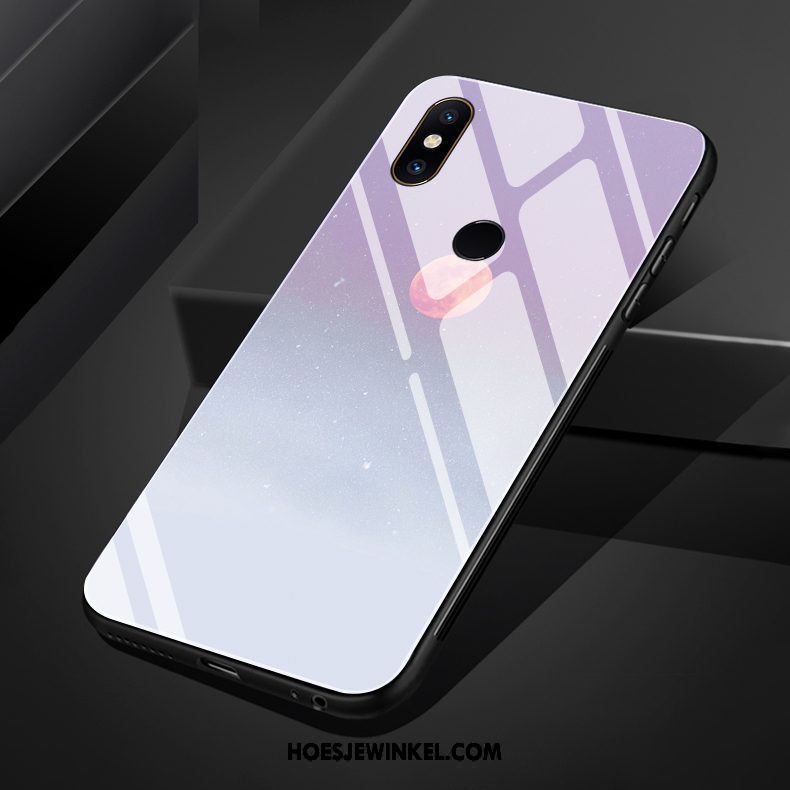 Xiaomi Mi Mix 3 Hoesje Glas Mobiele Telefoon Licht, Xiaomi Mi Mix 3 Hoesje Helder Donkerblauw Beige