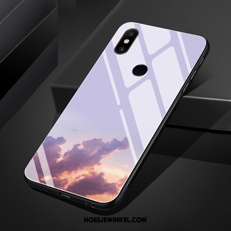 Xiaomi Mi Mix 3 Hoesje Glas Mobiele Telefoon Licht, Xiaomi Mi Mix 3 Hoesje Helder Donkerblauw Beige