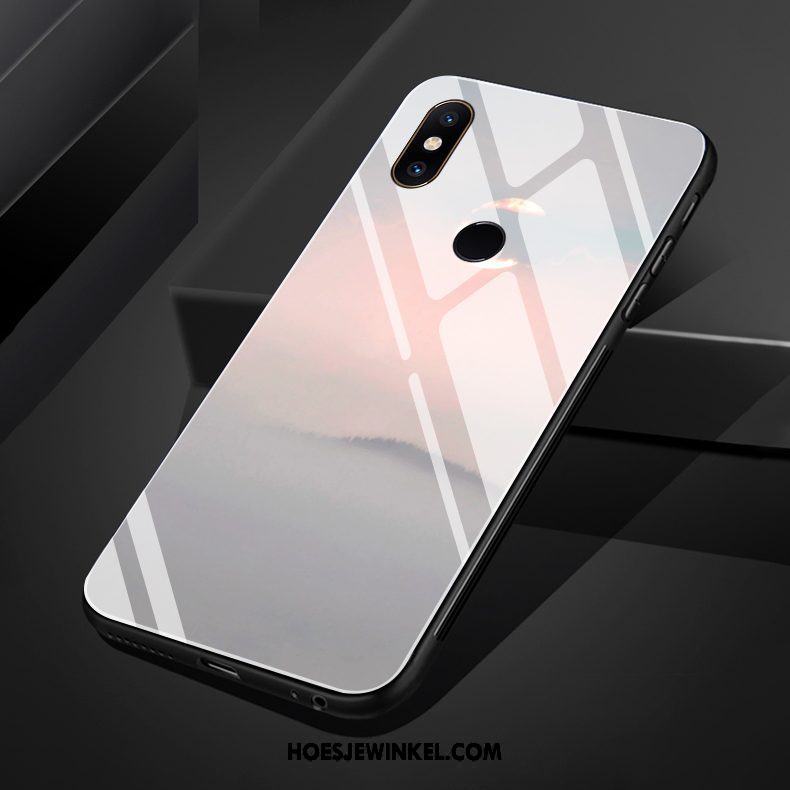 Xiaomi Mi Mix 3 Hoesje Glas Mobiele Telefoon Licht, Xiaomi Mi Mix 3 Hoesje Helder Donkerblauw Beige