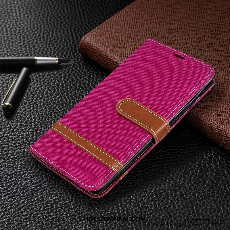 Xiaomi Mi Note 10 Hoesje Kaart Bedrijf Purper, Xiaomi Mi Note 10 Hoesje Patroon Bescherming Beige