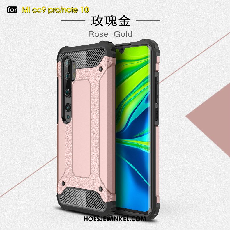 Xiaomi Mi Note 10 Hoesje Ring Dikke Trendy Merk, Xiaomi Mi Note 10 Hoesje Nieuw Hard Beige
