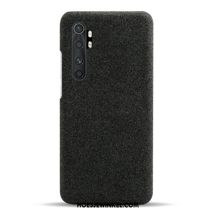 Xiaomi Mi Note 10 Lite Hoesje Grijs Canvas Jeugd, Xiaomi Mi Note 10 Lite Hoesje Persoonlijk Leer Beige