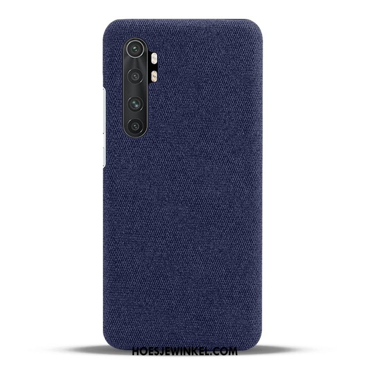 Xiaomi Mi Note 10 Lite Hoesje Grijs Canvas Jeugd, Xiaomi Mi Note 10 Lite Hoesje Persoonlijk Leer Beige