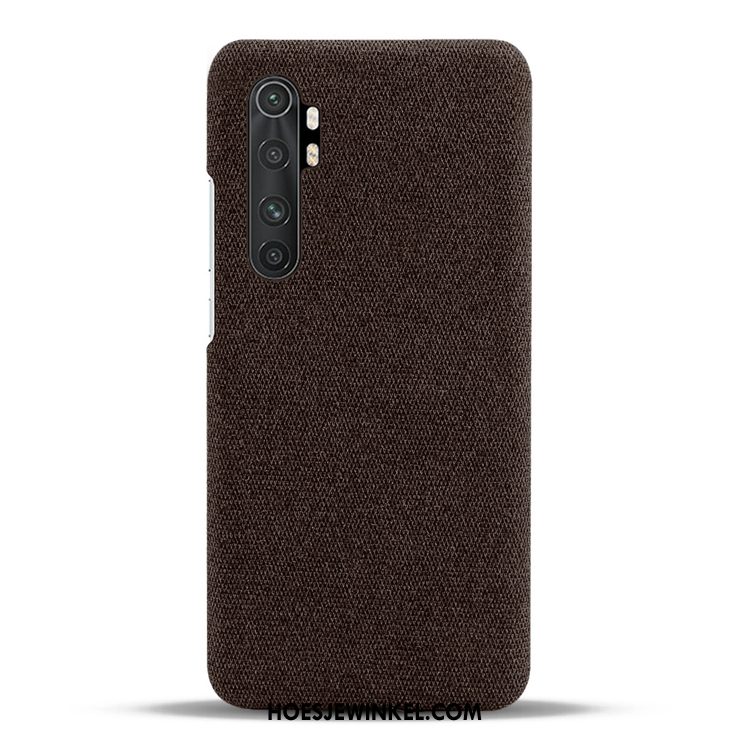 Xiaomi Mi Note 10 Lite Hoesje Grijs Canvas Jeugd, Xiaomi Mi Note 10 Lite Hoesje Persoonlijk Leer Beige